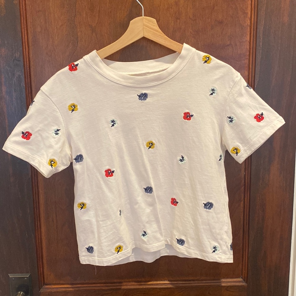 Madewell embroidered easy crop tee confetti floral
